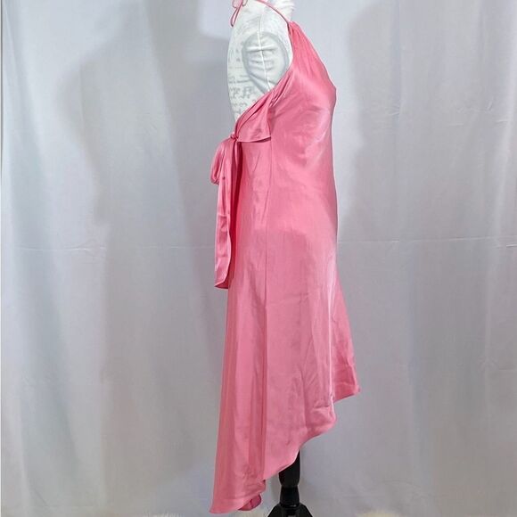 Alice + Olivia Rayni Satin Halterneck High Low Midi-Dress size 0 - Picture 7 of 11